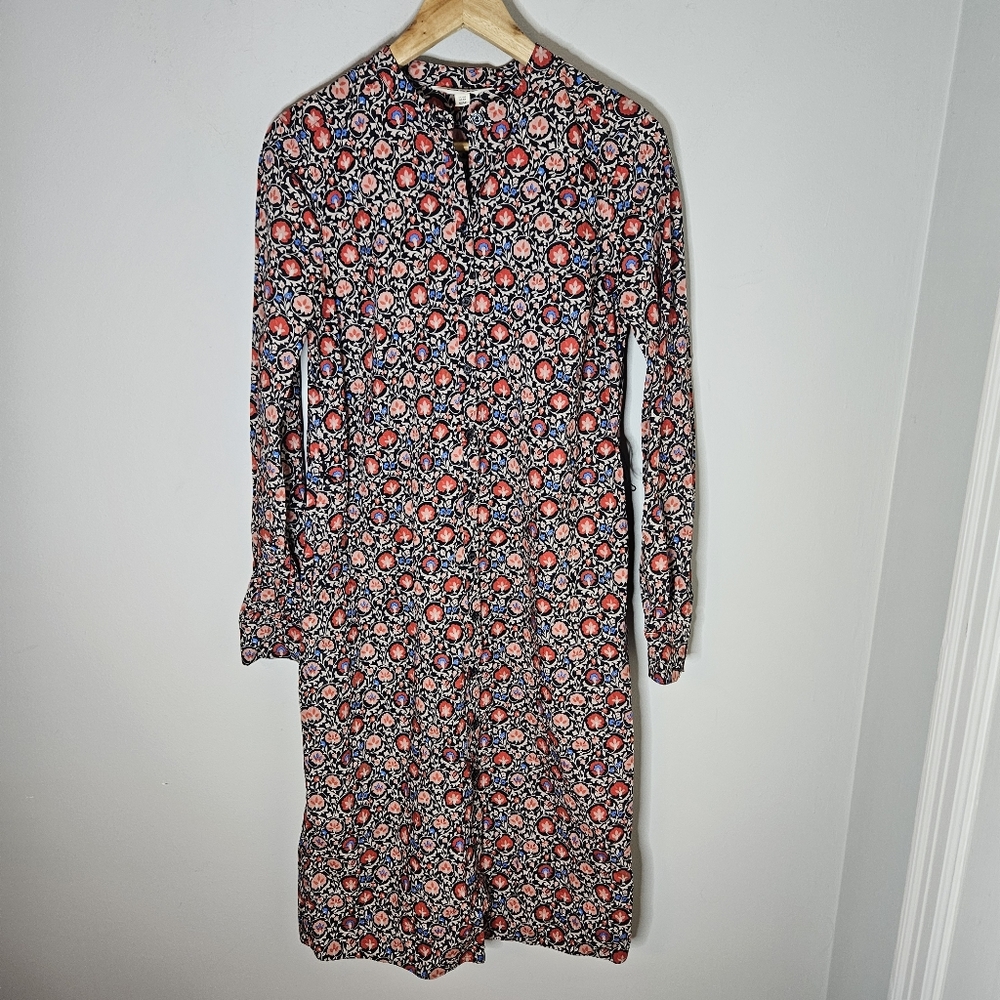 Boden Collarless Midi Dress Ditsy Daisy Floral REPLACEMENT BELT 6 Navy Red